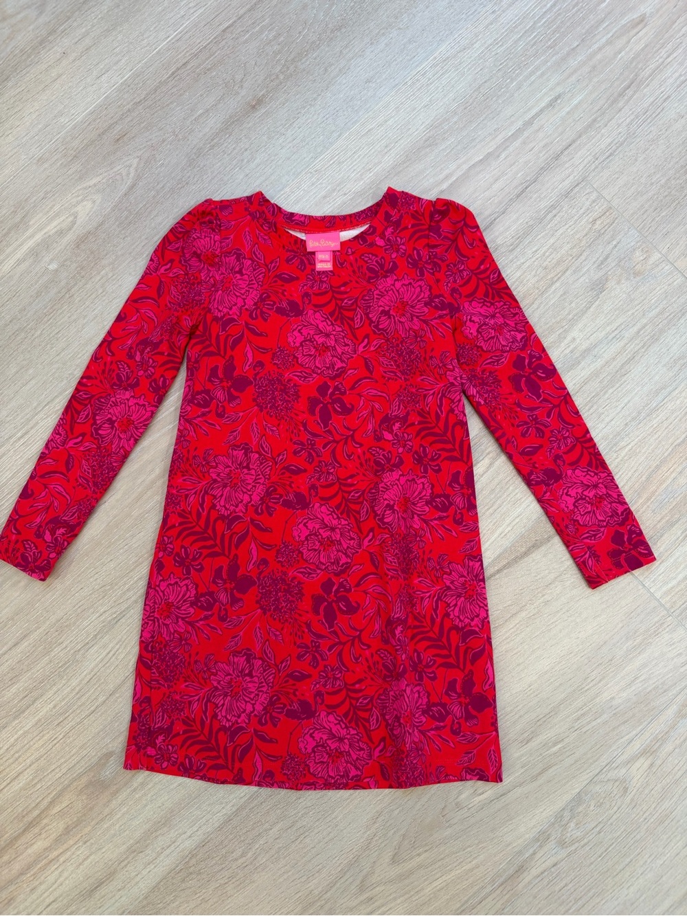 Lilly Pulitzer Girls Red & Pink Floral Long-Sleeve Dress